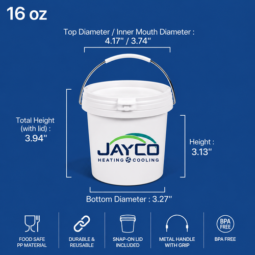 JayCo Mini Bucket with Lid - 16 oz - White